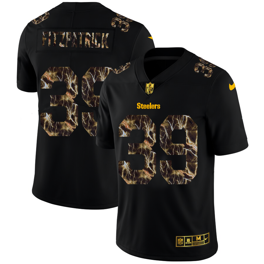2020 Pittsburgh Steelers #39 Minkah Fitzpatrick Men Black Nike Flocked Lightning Vapor Limited NFL Jersey->pittsburgh steelers->NFL Jersey